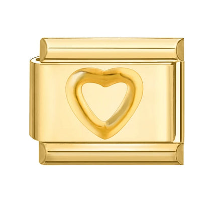 Fashion Women Men Gold Color Heart Butterfly Flower Italian Charm Link Fit 9mm Stainless Steel Bracelet DIY Jewelry