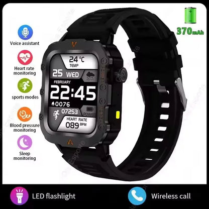 2025 New Military Smart Watch Men Waterproof Outdoor Sports Fitness Tracker Health Monitor 2.19" BT Call Smartwatch HT30