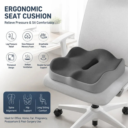 Ergonomic Memory Foam Seat Cushion Orthopedic Tailbone Pillow For Office Chair Car Driving Hip Support Sciatica Pain Relief Pad