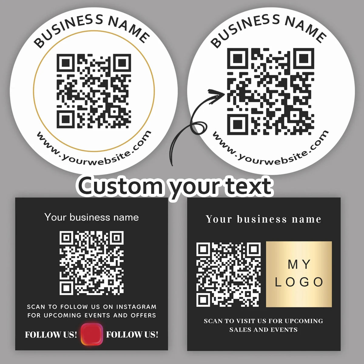 48PCS Customizable Enterprise Website Logo QR Code Stickers - Square/Circular Design with Adhesive Backing, Gift Packaging