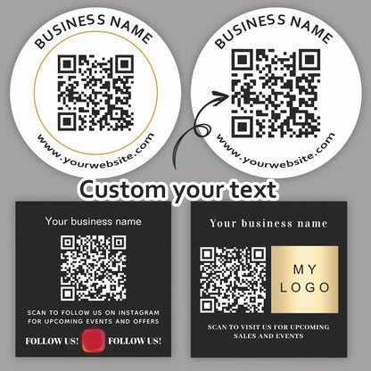 48PCS Customizable Enterprise Website Logo QR Code Stickers - Square/Circular Design with Adhesive Backing, Gift Packaging