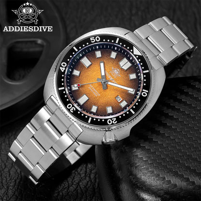 ADDIESDIVE New 43.8mm Watch for Men Dive AD2511 Luxury Sapphire Quartz Wristwatch 100m Waterproof Stainless Steel Luminous Watch