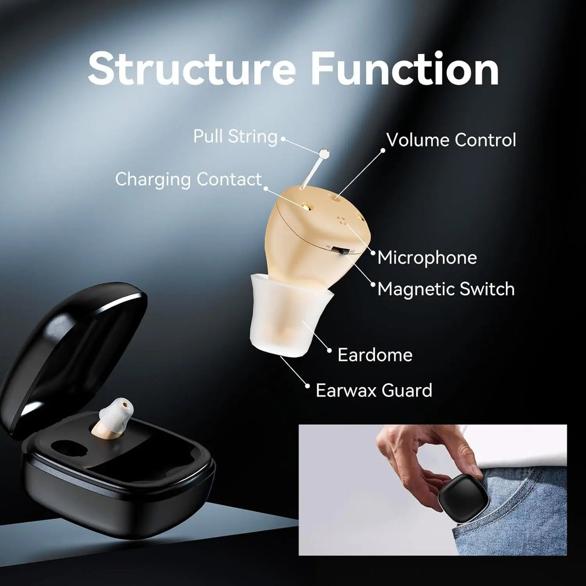 Invisible Hearing Amplifiers Small In Ear Rechargeable Comfortable Fit OTC Hearing Aids for Seniors Severe Hearing Loss
