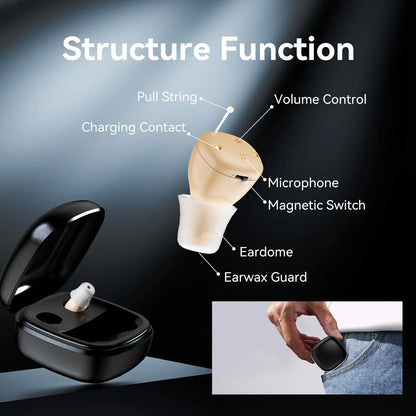 Invisible Hearing Amplifiers Small In Ear Rechargeable Comfortable Fit OTC Hearing Aids for Seniors Severe Hearing Loss