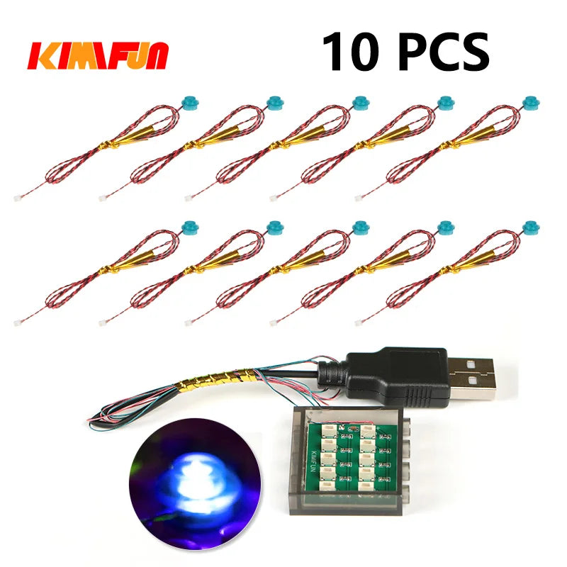 10PCS 0.8mm Pin RGB LED For LEGO Building Blocks USB Lamp DIY Street Light City Electric Decorate 1X1 Brick Compatible All Brand