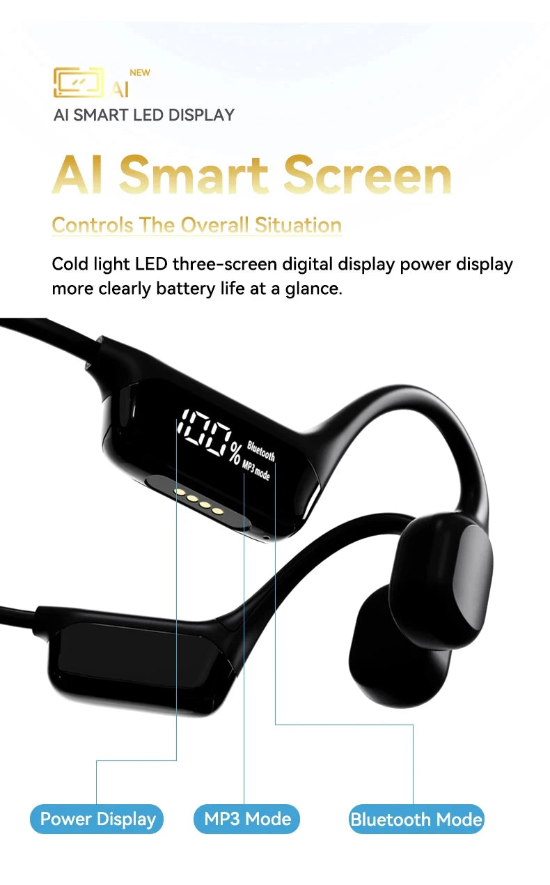 Bezprzewodowe słuchawki z przewodnictwem kostnym Bluetooth 32 GB odtwarzacz MP3 Wodoodporne IPX8 do pływania Sportowe słuchawki HIFI