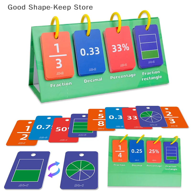 104PCS Educational Toys Decimal Fraction Percentage Conversion Cards Table Model Kids Thinking Cognition Training Aid
