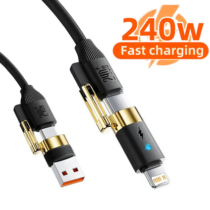Kabel do szybkiego ładowania i transmisji danych 4 w 1 USB-C do USB-C ze stopu cynku do iPhone 15 14 13 Samsung Huawei Xiaomi