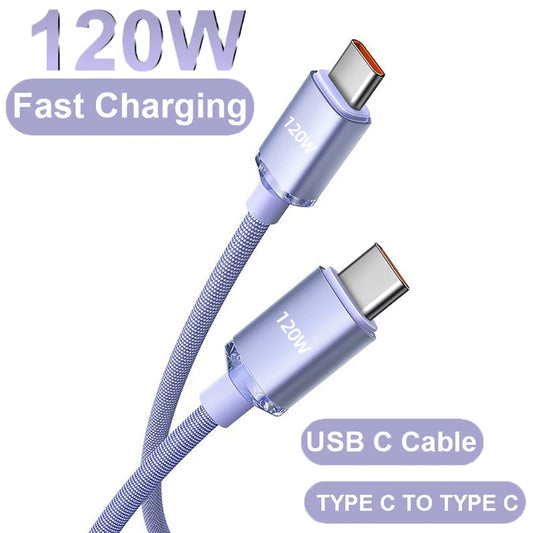 120W USBA To Type C Cable PD Fast Charging USB C To Type-C Braided Quick Charge Adapter Data Cord For iPhone Xiaomi OPPO Samsung