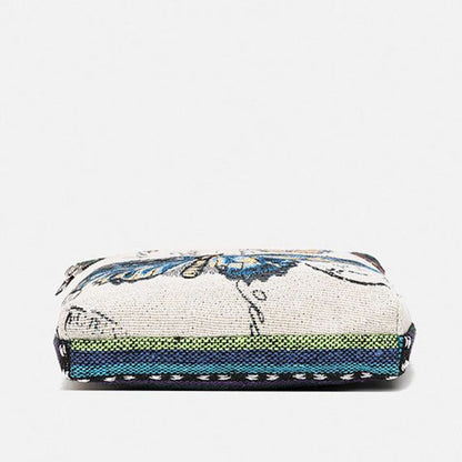 Lady Crossbody Shoulder Bag, Phone Purse Handbag, Ethnic Style Embroidered Messenger Bag, Retro Small Canvas Bag