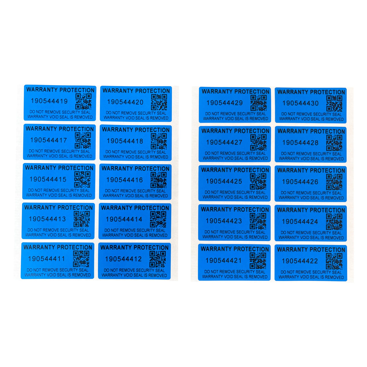 100pcs Blue 40x20mm Tamper-Proof Warranty Stickers Anti-Counterfeiting Seal Labels with Serial Number Two-Dimensional Code