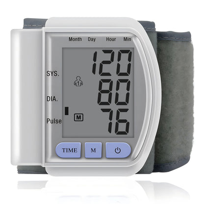 Wrist Blood Pressure Monitor Pulsometer Automatic Digital Tonometer Pulse Heart Rate Sphygmomanometer Use Battery