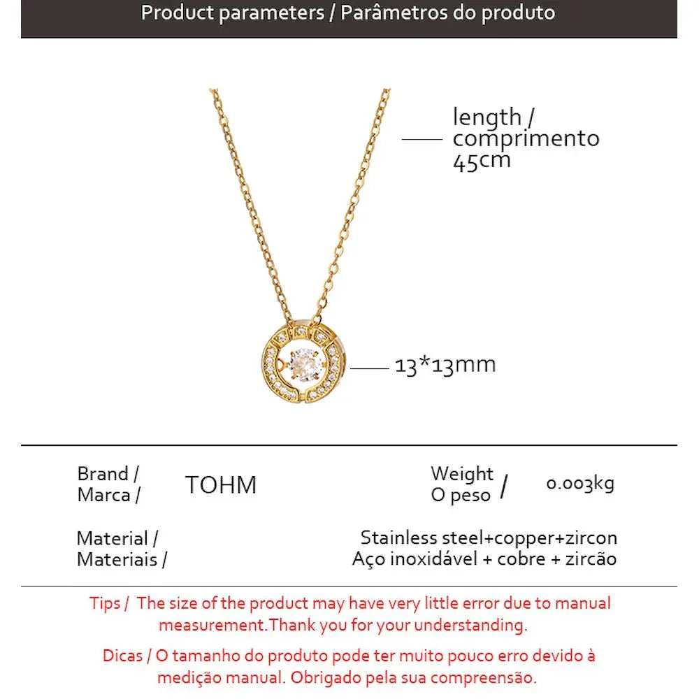 TOHM Classic Fashion Stainless Steel Choker Necklace Zircon Chain For Couple Jewelry Gifts Dropshipping Wholesale