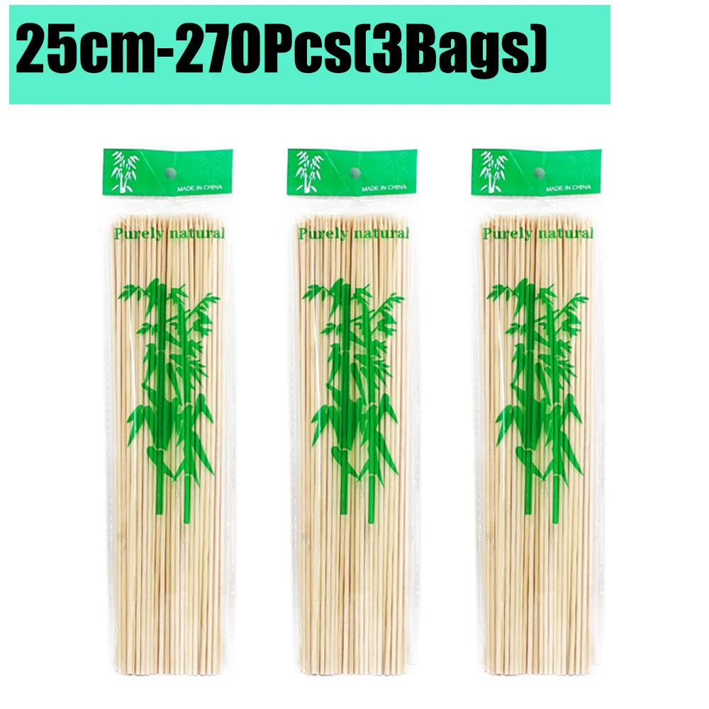 90-1350Pcs Bamboo Wooden BBQ Skewers Sticks Disposable 15/20/25/30cm for Grilling, Fruit, Kabob,BBQ, Barbecue, Camping, Outdoor