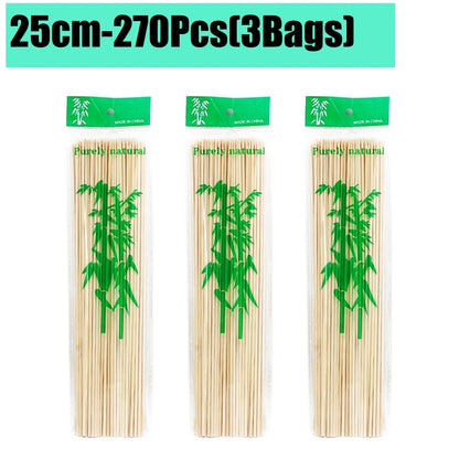90-1350Pcs Bamboo Wooden BBQ Skewers Sticks Disposable 15/20/25/30cm for Grilling, Fruit, Kabob,BBQ, Barbecue, Camping, Outdoor