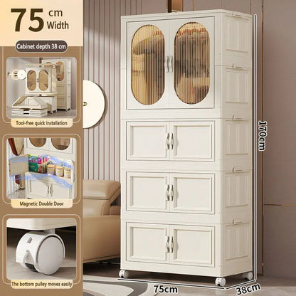 Foldable Baby Closet Plastic Infant Wardrobe Children's Clothing Storage Cabinet for Home Bedroom No Installation Needed