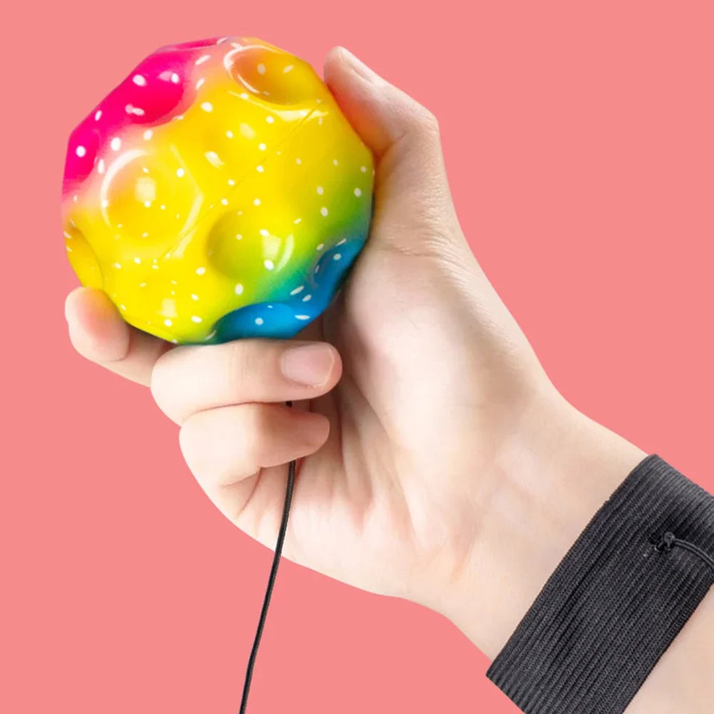 Wrist Return Ball Rubber Sport Ball with Strap and String Rebound Bouncy Balls Toy for Teens Adults Wrist Exercise or Play