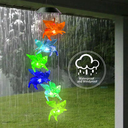 1Pc Outdoor Solar Garden Multi-color Wind Chime Lights North American Cardinals Butterfly Dragonfly Hummingbird and So On