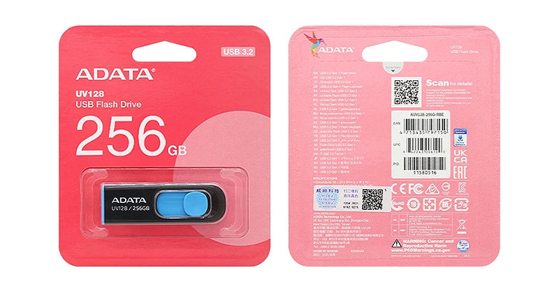 ADATA USB 3.2 Pen Drive Original USB Flash Drive 32GB 64GB 128GB 256GB U Disk for PC tablet smart TV Max 100Mb/s Memory Stick
