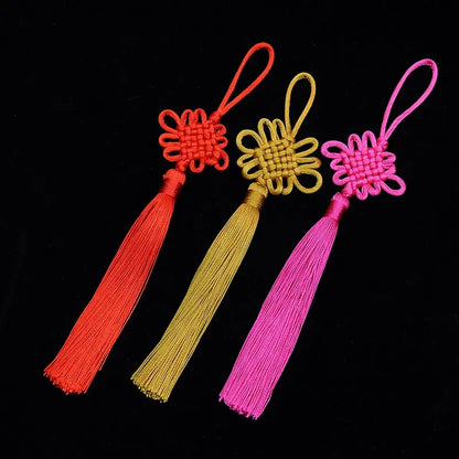 2Pcs Tassel Fringe Handmade Silk Floss Chinese Knot Tassel Bangs Flower Tassel for DIY Craft Door Car Handing Home Decor