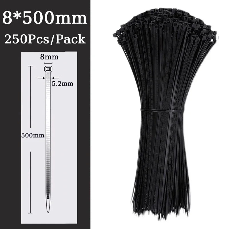 Self-locking plastic nylon tie Black 5x300mm cable tie fastening ring 8*500mm cable tie zip wraps strap nylon cable tie 5*300mm