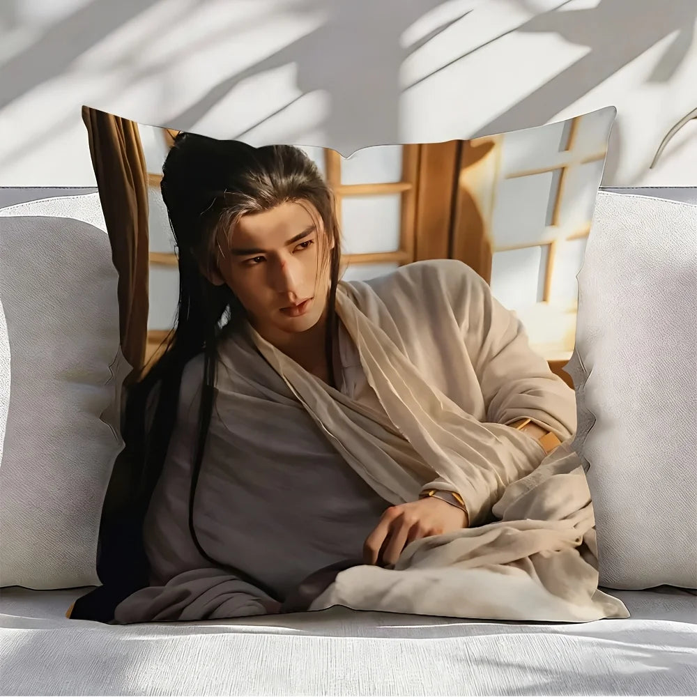 1pc Zhang Linghe Fan Bedroom Pillow Cover, Polyester 2D Double-Sided Print, C-Drama Warrior Cushion, Perfect Gift for Fans & Car