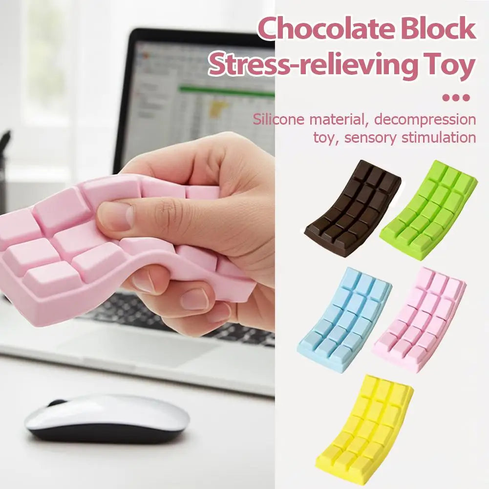 PU Soft Simulated Chocolate Squeeze Toy - Slow Rebound Stress Reliever for Office, Hand Relaxation, Desk Decor Gift