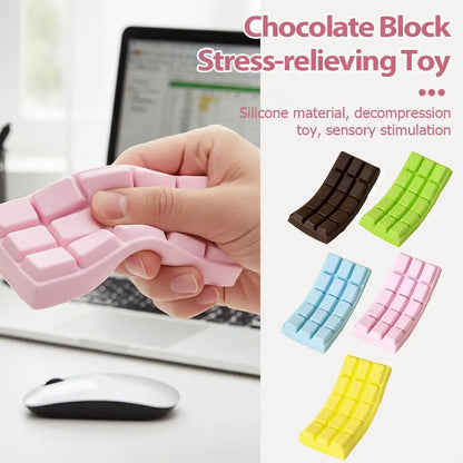 PU Soft Simulated Chocolate Squeeze Toy - Slow Rebound Stress Reliever for Office, Hand Relaxation, Desk Decor Gift