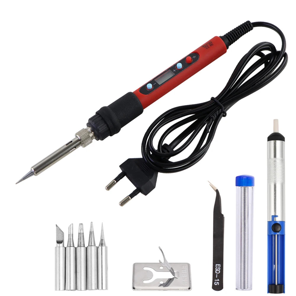 Adjustable Temperature Electric Soldering Iron 80W Welding Solder Rework Station Heat Pencil Tips Repair Tools Ceramic Heater