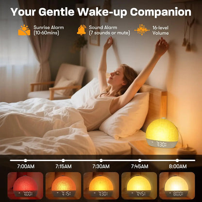 Wake Up Light Sunrise Alarm Clock Timer 30 White Noise Sound Machine Dimmable RGB Night Lights Sleep Aid Snooze Ideal for Gift
