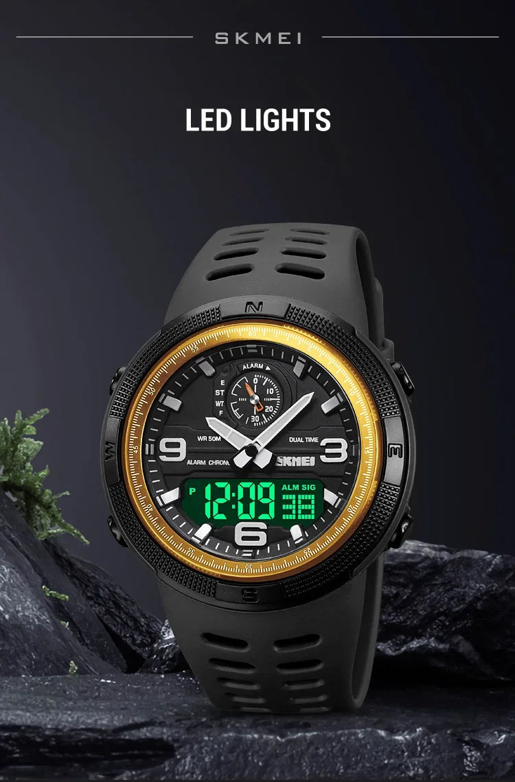 SKMEI  Outdoor Sports Men's Electronic 1655 Watch Dual Display Multi functional Waterproof Student Exploration Watch