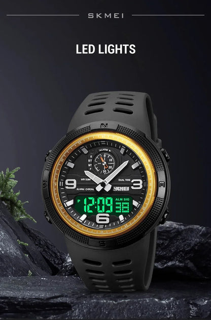 SKMEI  Outdoor Sports Men's Electronic 1655 Watch Dual Display Multi functional Waterproof Student Exploration Watch