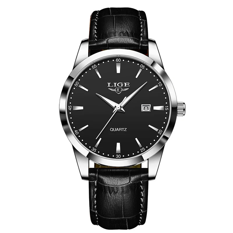 LIGE Military Watch For Men Fashion Business Watch Men Casual Leather Sport Waterproof Men's Quartz Wristwatches Reloj Hombre
