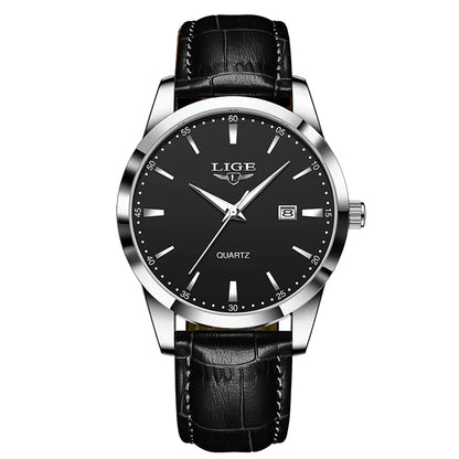 LIGE Military Watch For Men Fashion Business Watch Men Casual Leather Sport Waterproof Men's Quartz Wristwatches Reloj Hombre