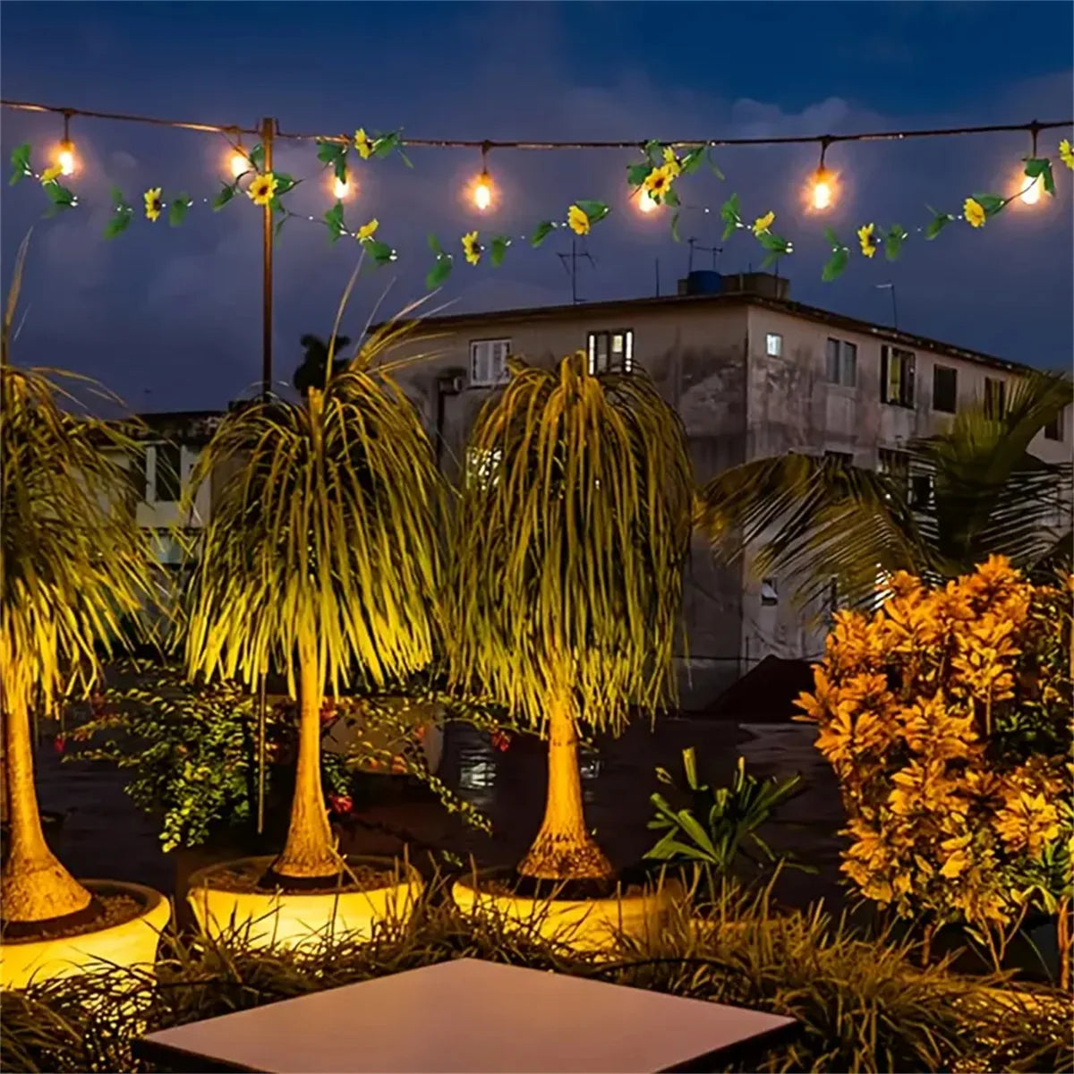 2/5/10M Solar Sunflower String Light Outdoor Waterproof Artificial Flower Vine Atmosphere Lamp For Home Party Holiday Decoration