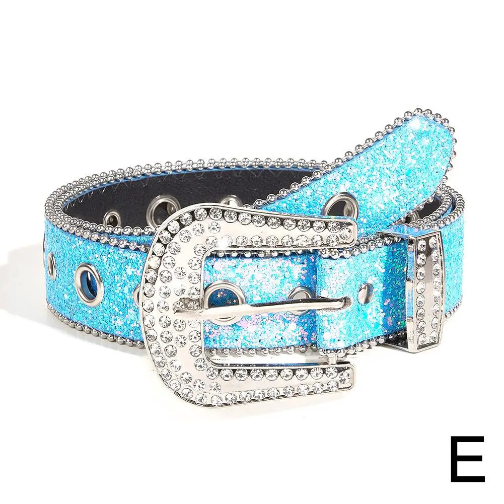 Women's Rhinestone Belt Shiny Sequined Jeans Waistband European American Fashion Decoration Versatile Glamorous Waist Chain