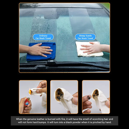 SEAMETAL Car Care Cleaning Towel Natural Sheepskin Quick Drying Cloth Super Absorbent Washing Towels Car Wash Tool Accessories