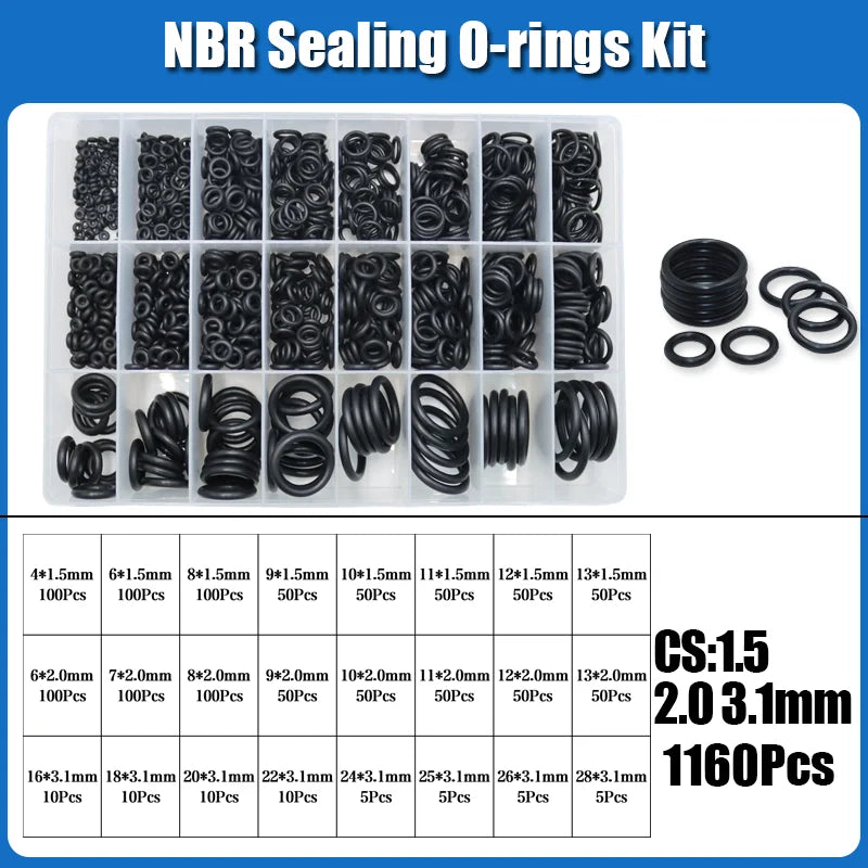 O Ring NBR Seal Washer Plumbing Gasket Thickness 1/1.5/2.0/2.4/3.1/4.0 Nitrile Butadiene Rubber Spacer Oil Resistance Oring Kit