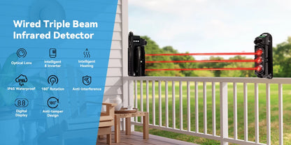Meian Focus Wired Dual/Triple Infrared Beam Sensor, IP65 Waterproof Infrared Barrier Detector,  Infrared Barrier for Villa Farm