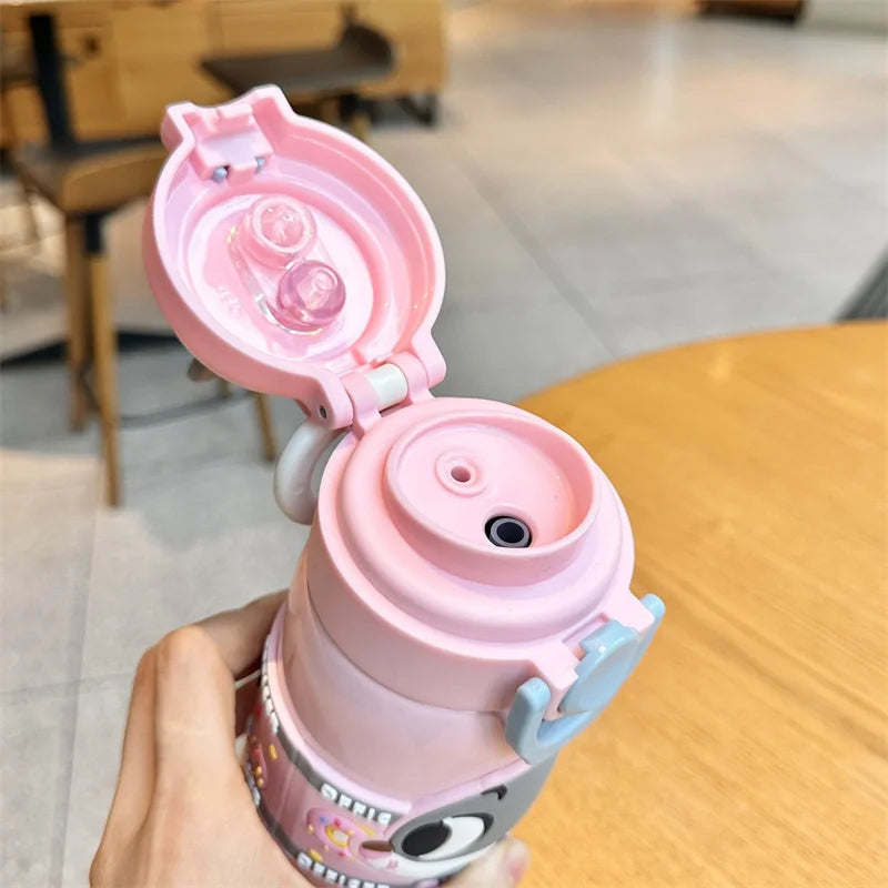 X&W  Zootopia Judy Nick Stainless Steel Insulated Cup Double Drinking Straw Cup Warm and Cold Proof Outdoor Sports Water Bottle