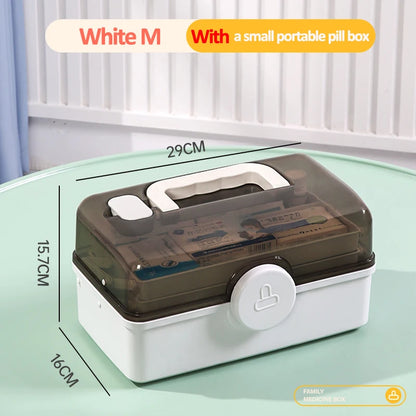 3 Layers Large Capacity Family Medicine Organizer Storage Box Portable First Aid Kit Medicine Container Emergency Pharmacy Box