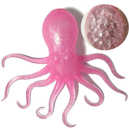 Glitter Octopus Squishy Toy Soft Stress Relief Fidget Toy Squeeze Jellyfish Squishy Compression Decompression Toy for Kid Adults