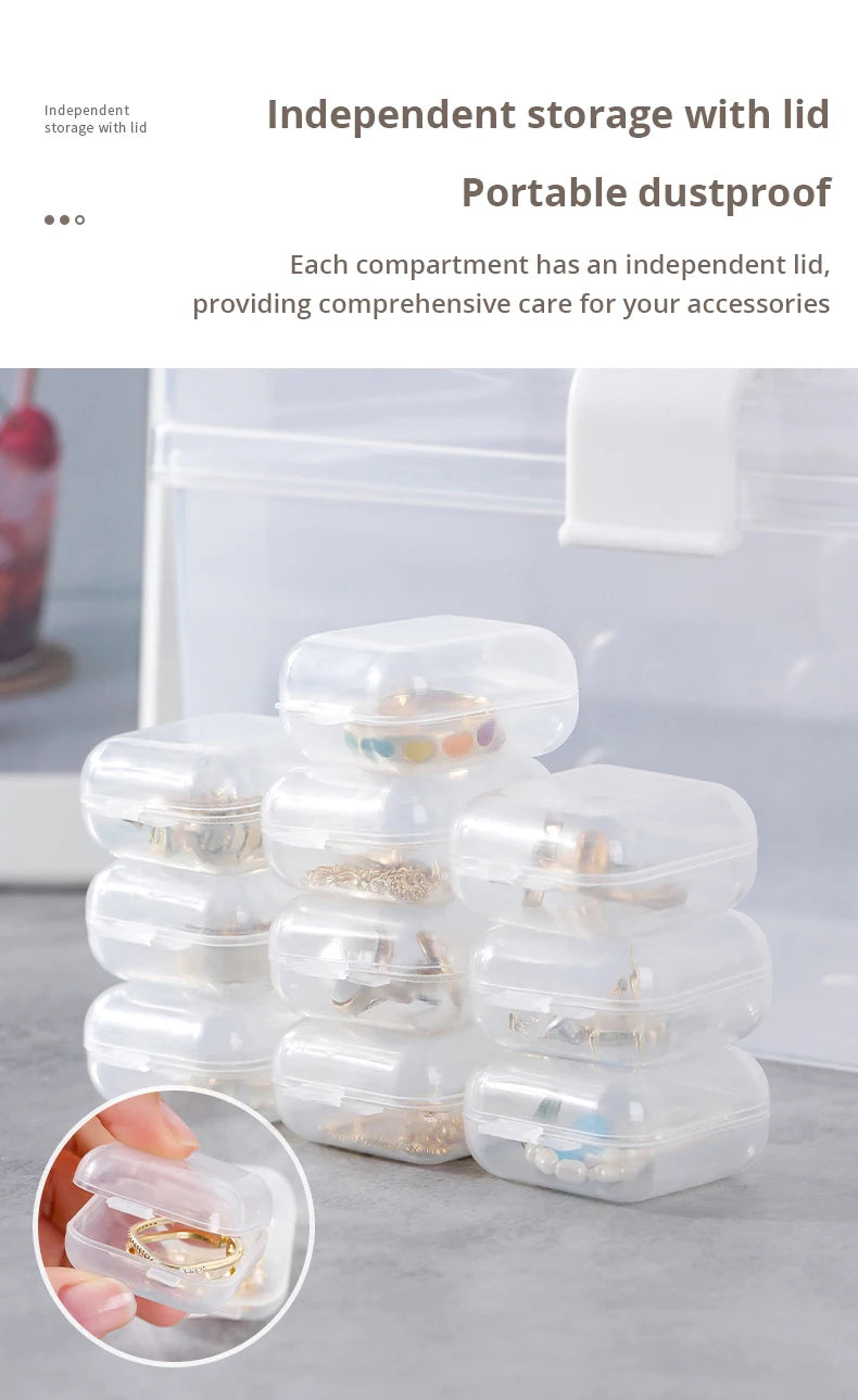 40pcs/set Mini Clear Plastic Storage Box Jewelry Storage Case Transparent Storage Organizer Multifunctional Portable Storage