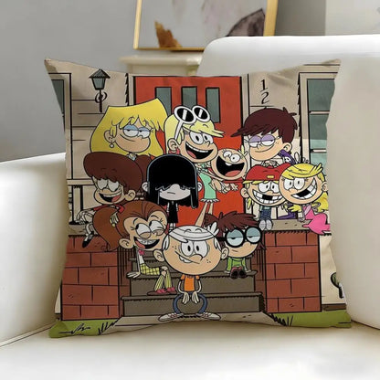 Popular Cartoon The Loud House Cushion Cover Soft & Easy-Wash Pillow Case – Versatile for Couch, Bed, Travel and Office