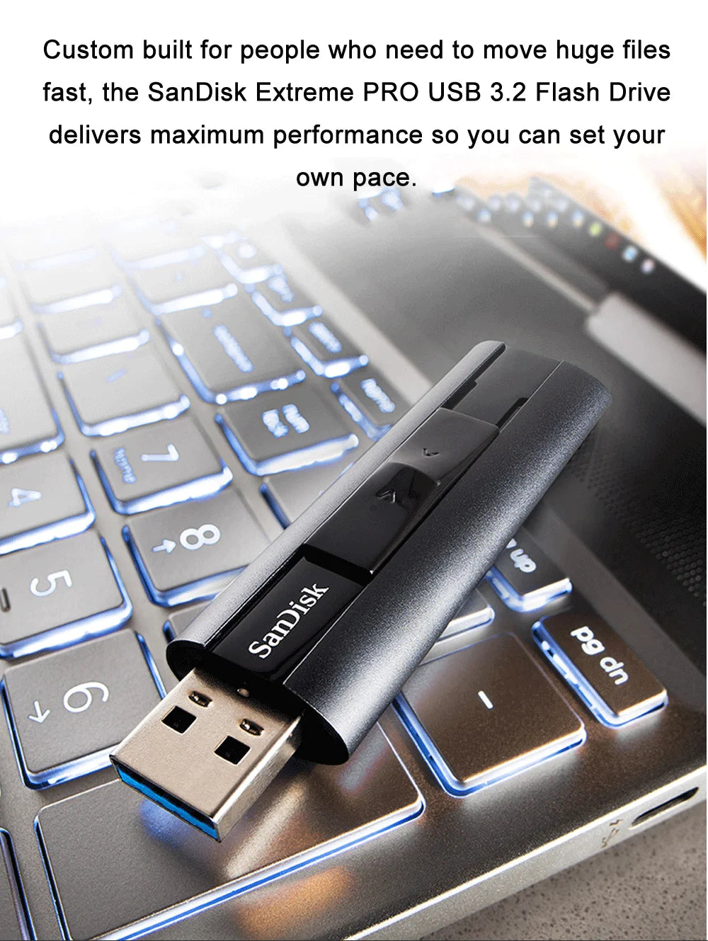 SanDisk Extreme PRO USB 3.2 Solid State Flash Drive 128GB 256GB 512GB 1TB Pen Drive Up to 420MB/s USB Flash Drive SDCZ880 U Disk