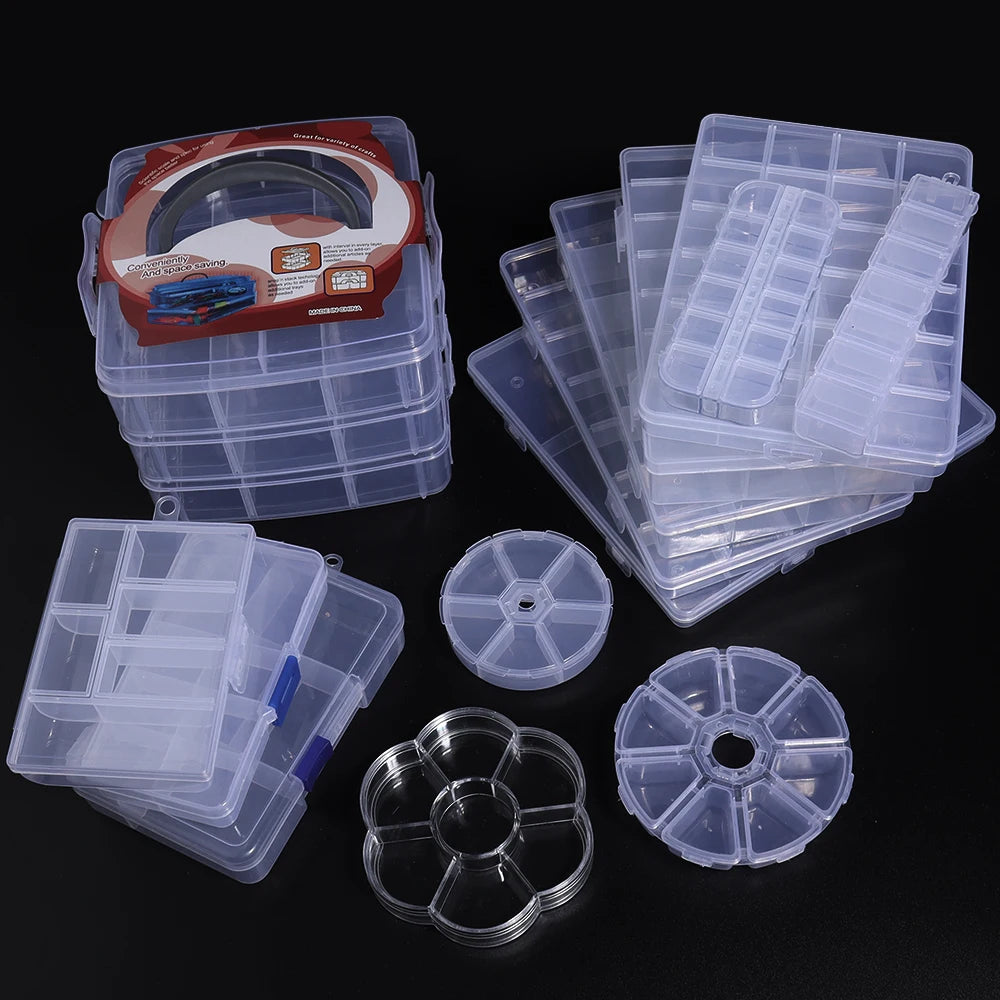 1 Pc Plastic Jewelry Box 5-28 Compartment Slot Organizer Storage Beads Container Adjustable Jewelry Storage Box Rectangle Case
