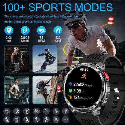 2026 New T-REX3 1100mAh Battery SmartWatch 10ATM Waterproof Compass Altitude HD Bluetooth call Sports Flashlight Smart Watch Men