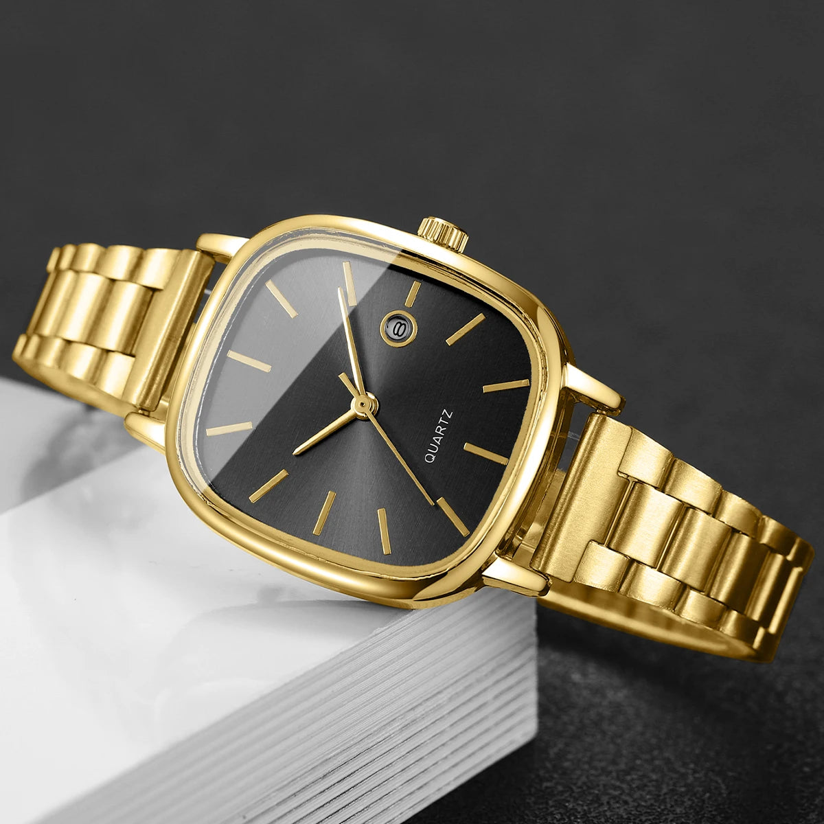 Elegant Square Dial Women Watches Simple Calendar Quartz Wristwatches Reloj Mujer Girls Clock Gift (Without Box)