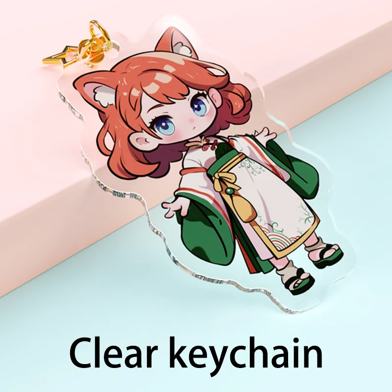 Custom Acrylic Keychains Cartoon Logo Key Chains Photo Customized Anime Charms Hologram Clear Personalized Designer Keychain