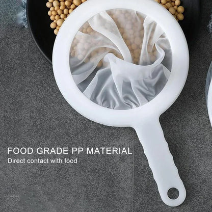 100/200/400Mesh Kitchen Ultra-Fine Nylon Mesh Strainer, Plastic Sieve Fine Mesh with Handle Kitchen Tool for Milk, Yogurt, Juice